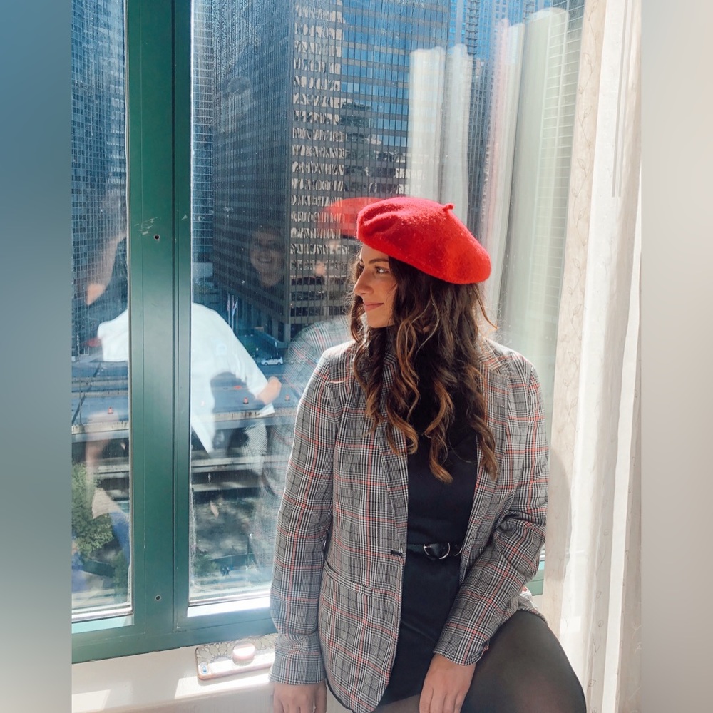 Gap black and red plaid blazer